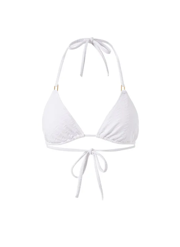 Cancun White Zigzag Bikini Top made by Melissa Odabash