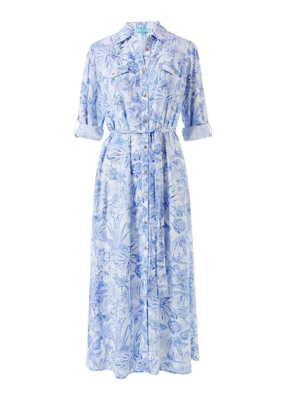 Adelina Blue Tropical Dress made by Melissa Odabash