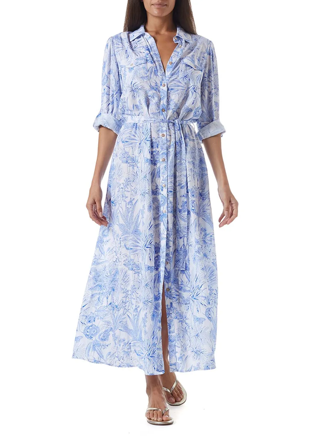 Adelina Blue Tropical Dress sold by Melissa Odabash product image thumbnail 5