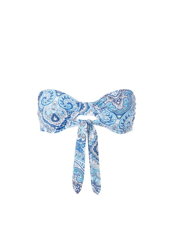 Barbados Blue Paisley Bikini Top made by Melissa Odabash