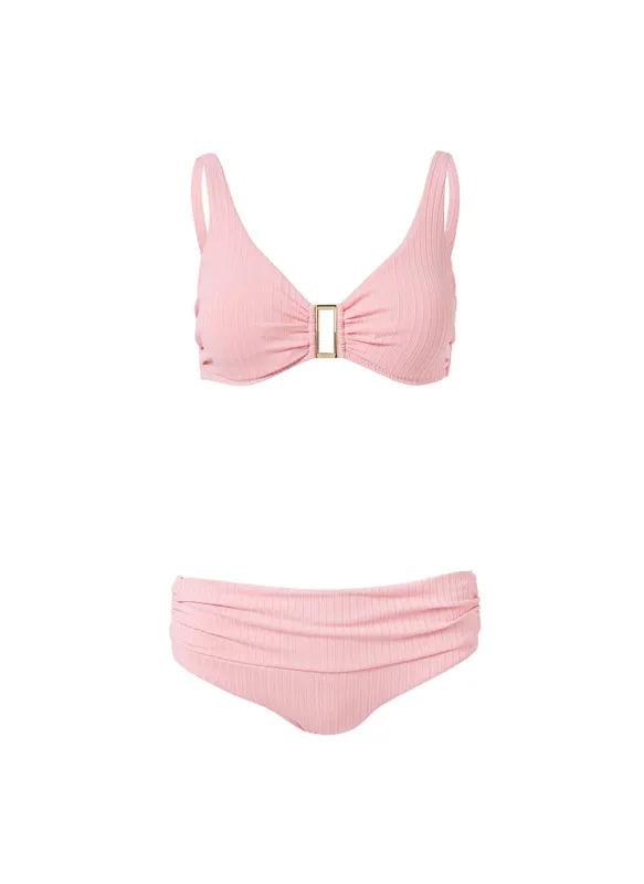 Bel Air Blush Ribbed Bikini made by Melissa Odabash