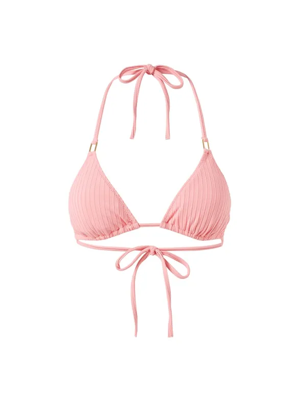 Cancun Blush Ribbed Bikini Top made by Melissa Odabash