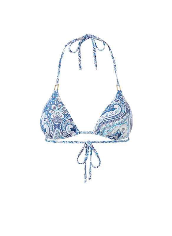 Cancun Blue Paisley Bikini Top made by Melissa Odabash