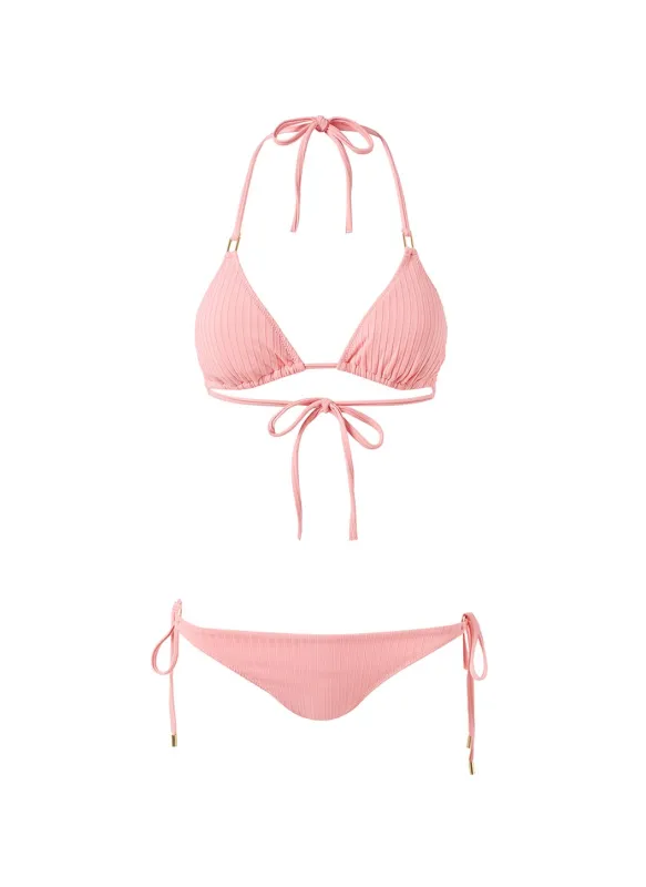Cancun Blush Ribbed Bikini made by Melissa Odabash