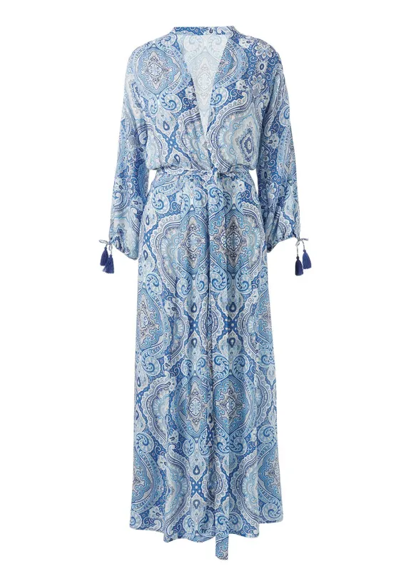 Gabby Blue Paisley Kaftan made by Melissa Odabash