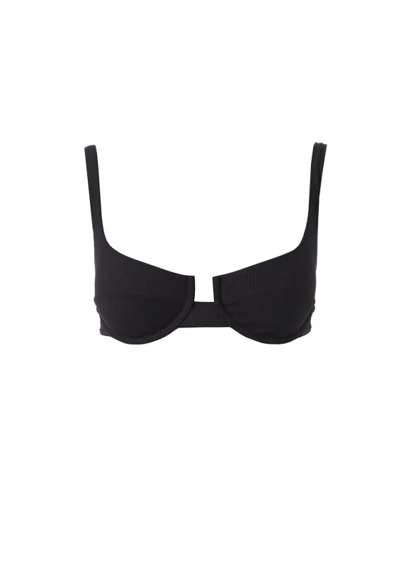 Montreal Black Rib Bikini Top made by Melissa Odabash