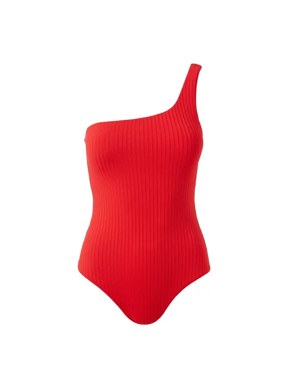 Palermo Red Ribbed Swimsuit made by Melissa Odabash