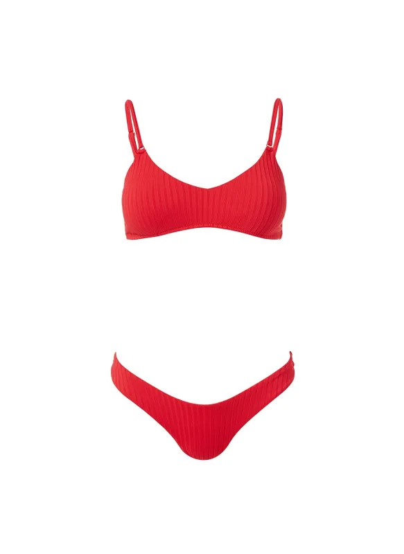 Vienna Red Ribbed Bikini made by Melissa Odabash