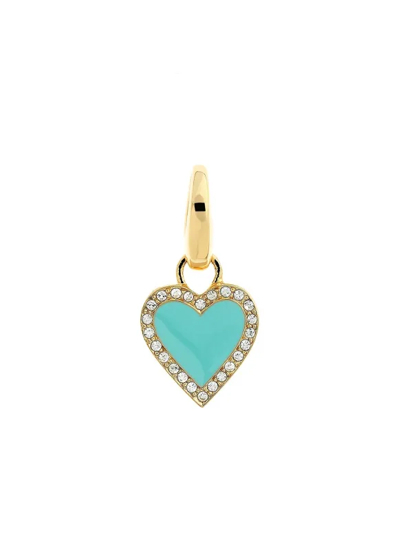 Gold Turquoise Crystal Heart Charm sold by Melissa Odabash