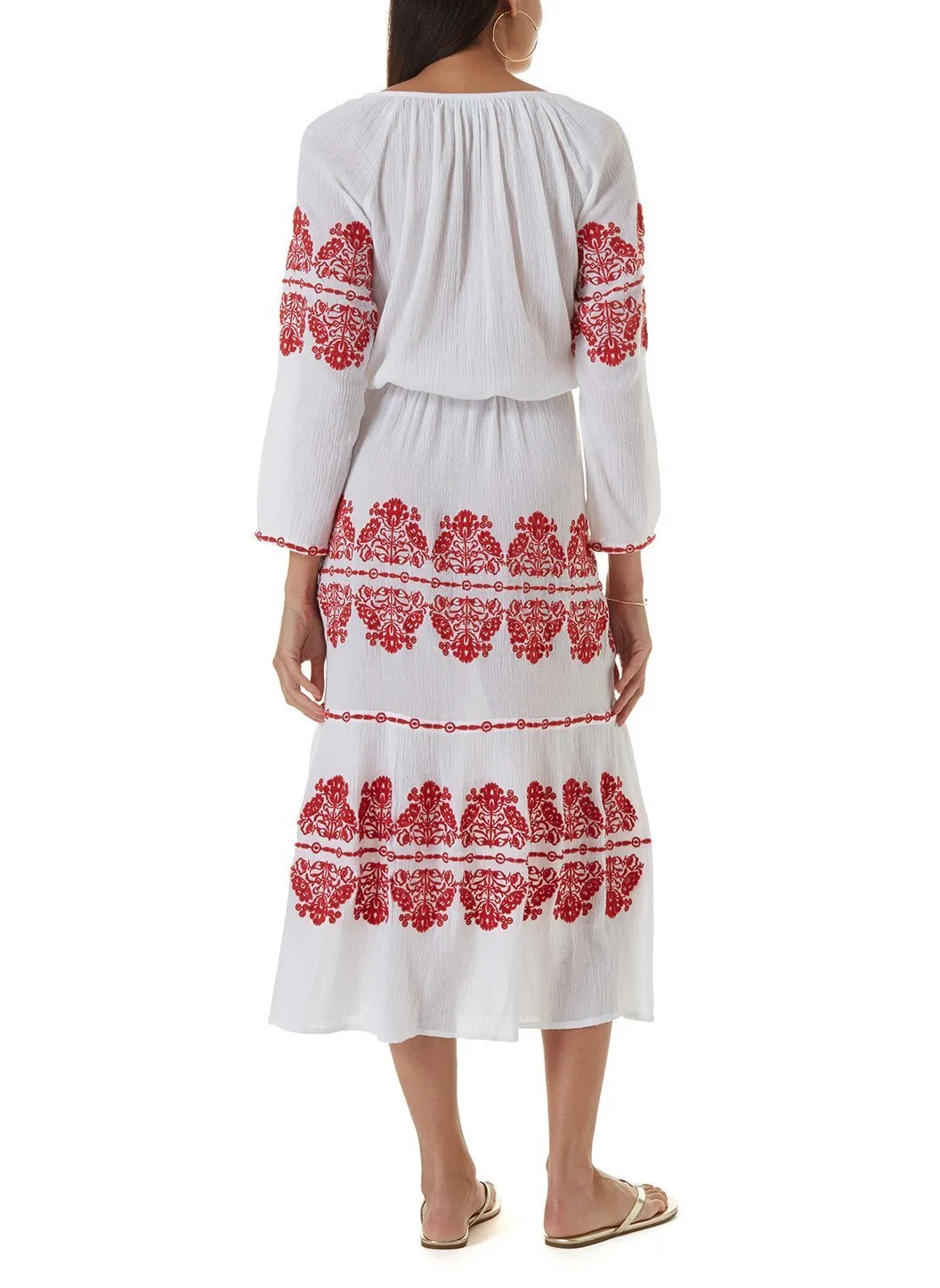 Lela White/Red Long Kaftan sold by Melissa Odabash product image thumbnail 4