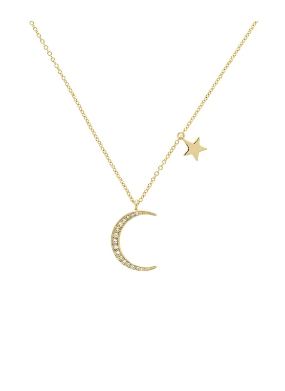 Gold Crystal Moon Pendant Necklace sold by Melissa Odabash