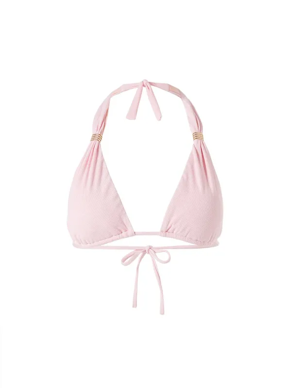 Grenada Ribbed Blush Bikini Top made by Melissa Odabash