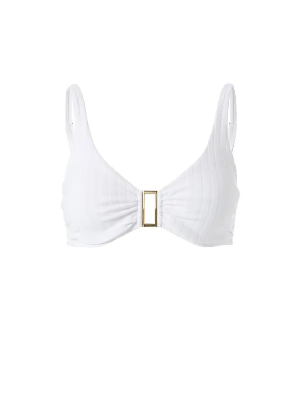 Bel Air Ribbed White Bikini Top made by Melissa Odabash