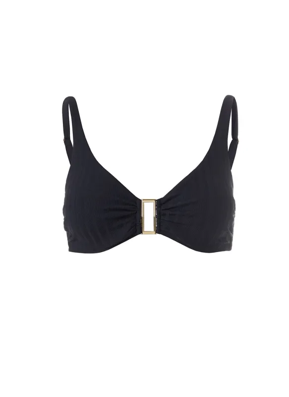 Bel Air Ribbed Black Bikini Top made by Melissa Odabash