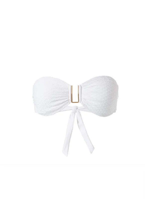 Barcelona White Waves Bikini Top made by Melissa Odabash
