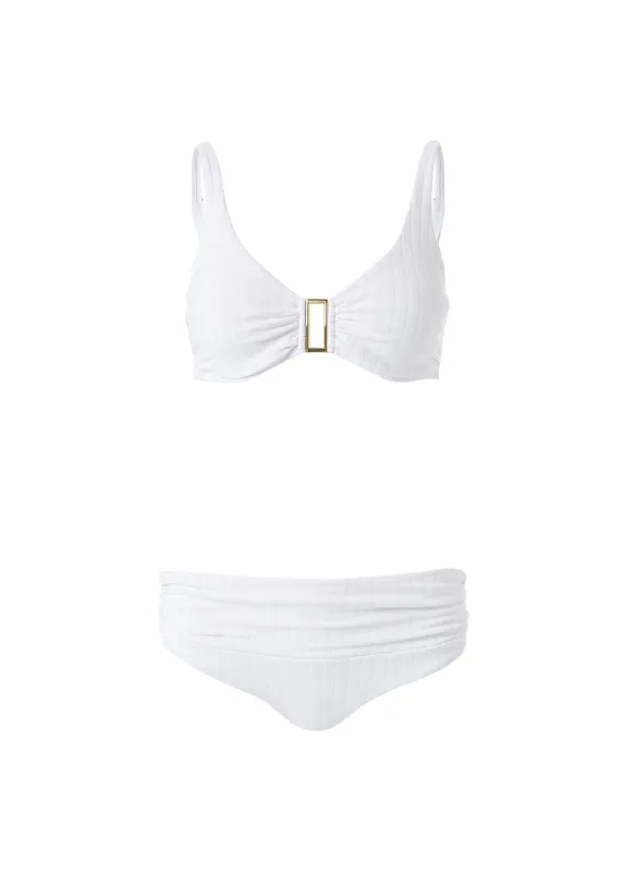 Bel Air Ribbed White Bikini made by Melissa Odabash