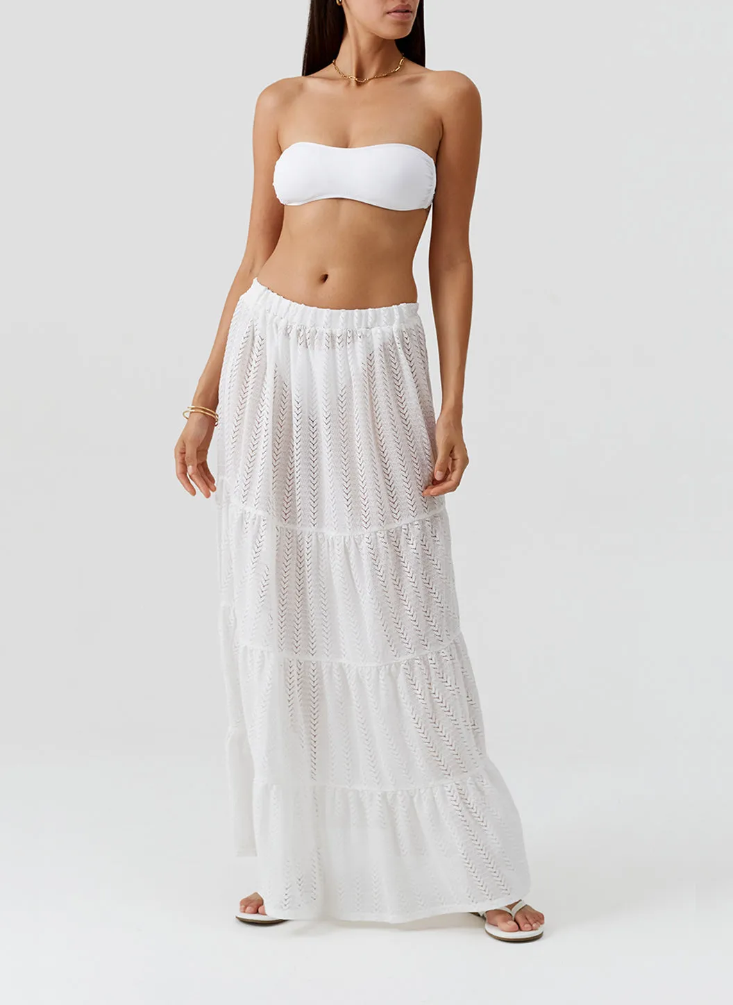 Matilde White Skirt sold by Melissa Odabash product image thumbnail 5