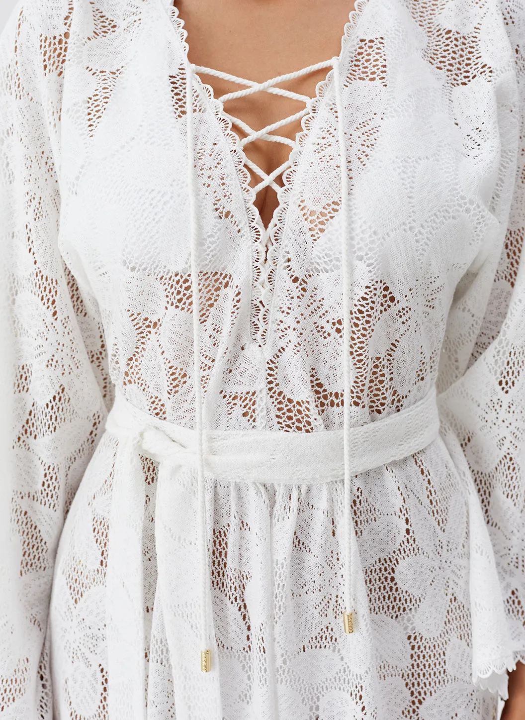 Nina White Flowers Kaftan sold by Melissa Odabash product image thumbnail 5