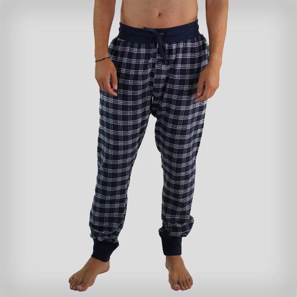 Men's Flannel Jogger Lounge Pants - Black/Grey sold by Members Only
