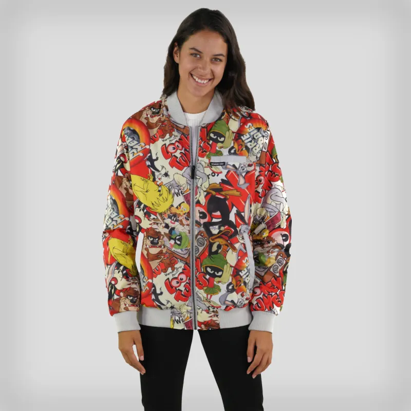 Women's Looney Tunes Vintage Mash Print Oversized Jacket - FINAL SALE sold by Members Only