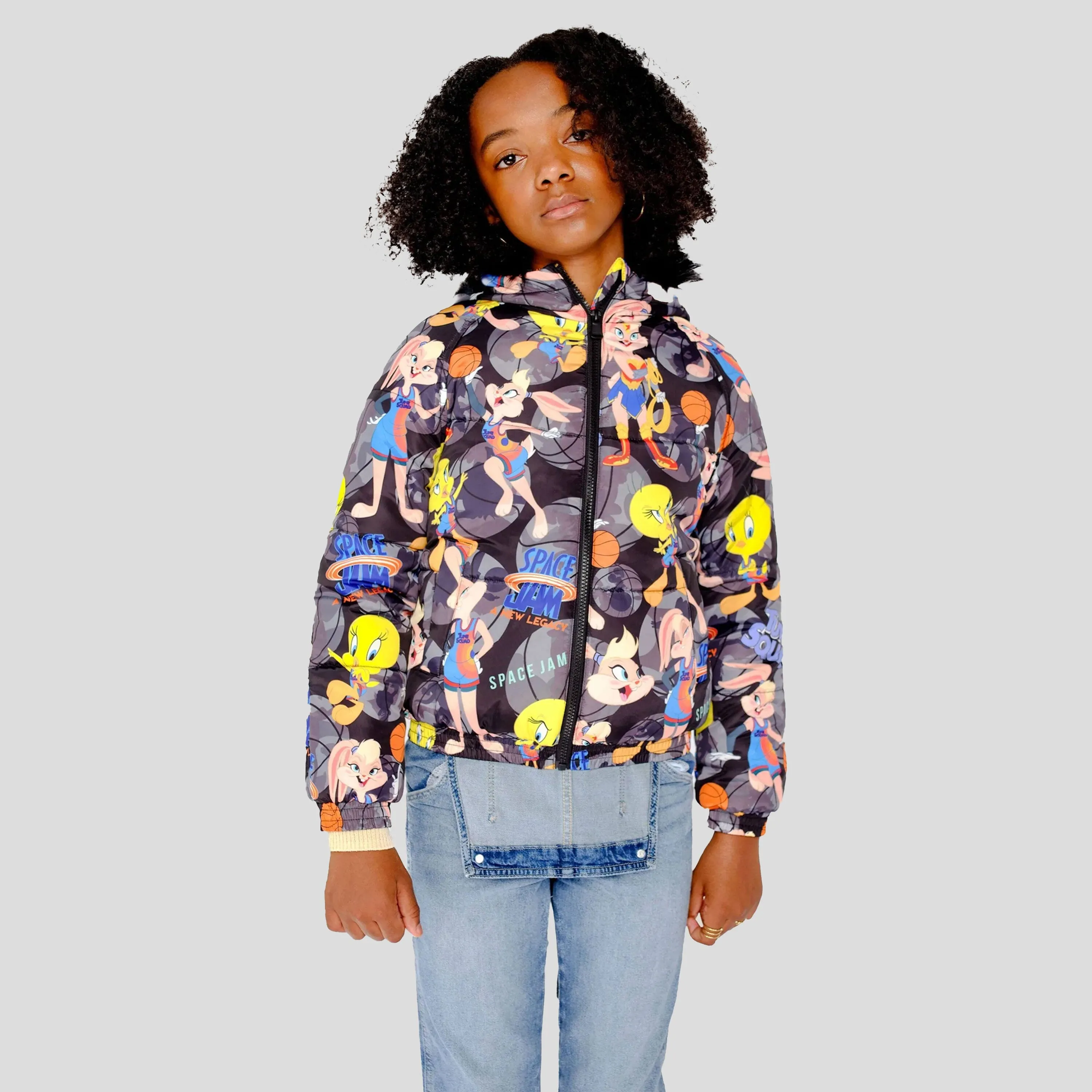 Girl's Heavy Quilted Puffer in New Looney Mash Jacket - FINAL SALE sold by Members Only product image thumbnail 3