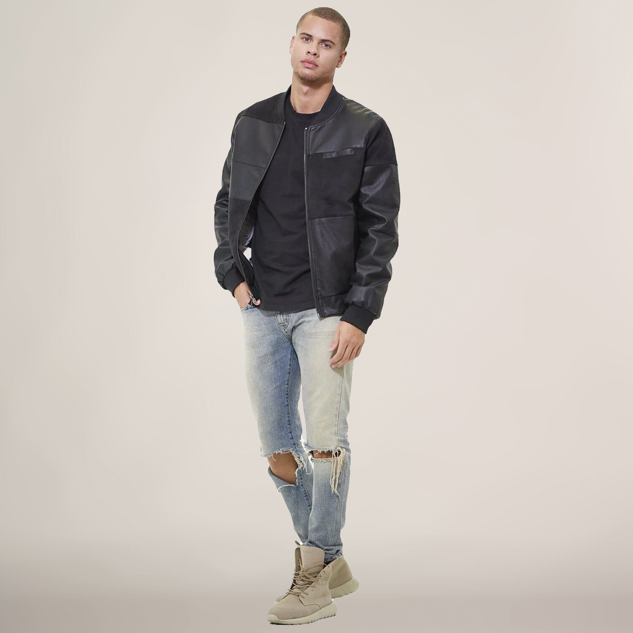 Men's Mixed Suede Color Block Bomber Jacket - FINAL SALE sold by Members Only product image thumbnail 3