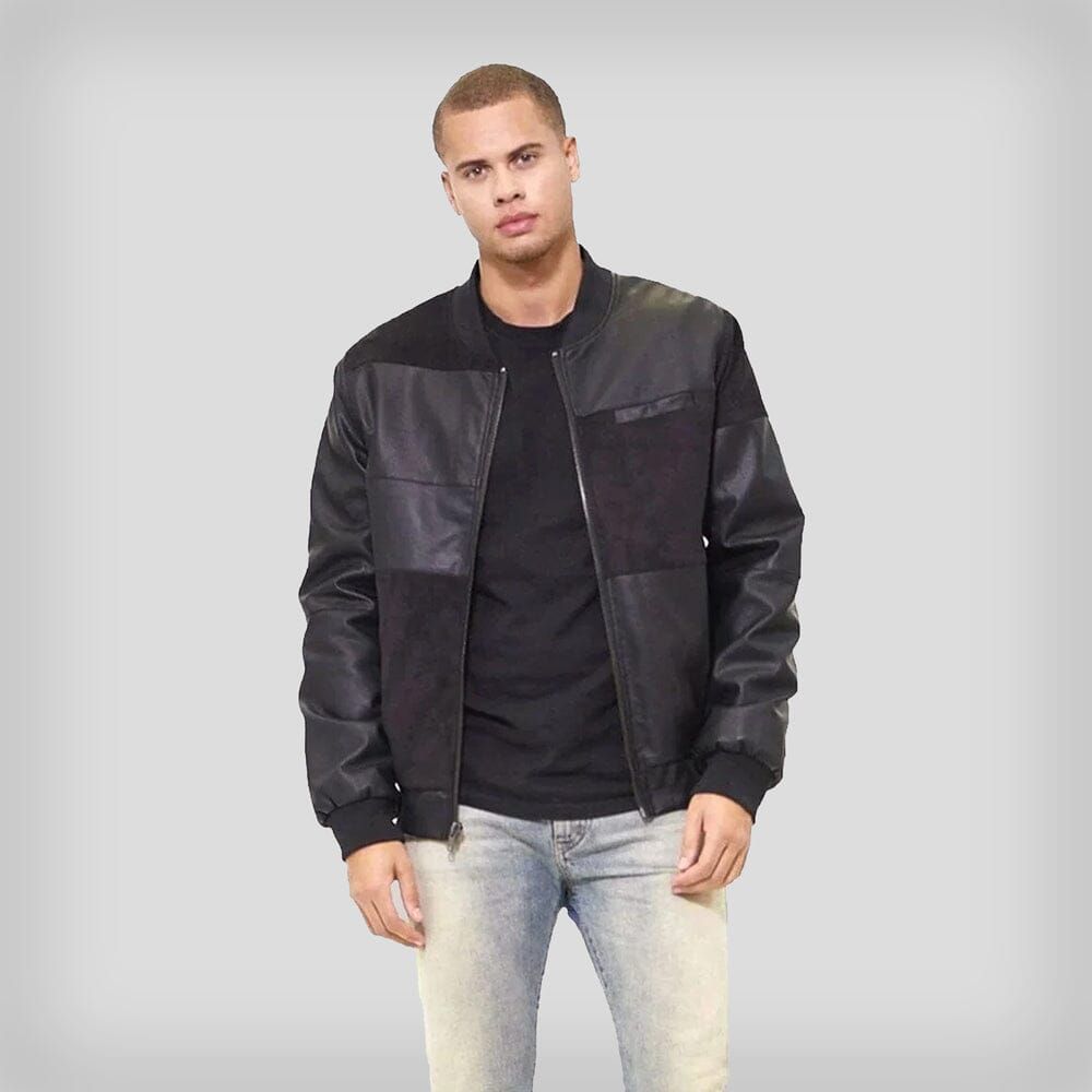 Men's Mixed Suede Color Block Bomber Jacket - FINAL SALE sold by Members Only