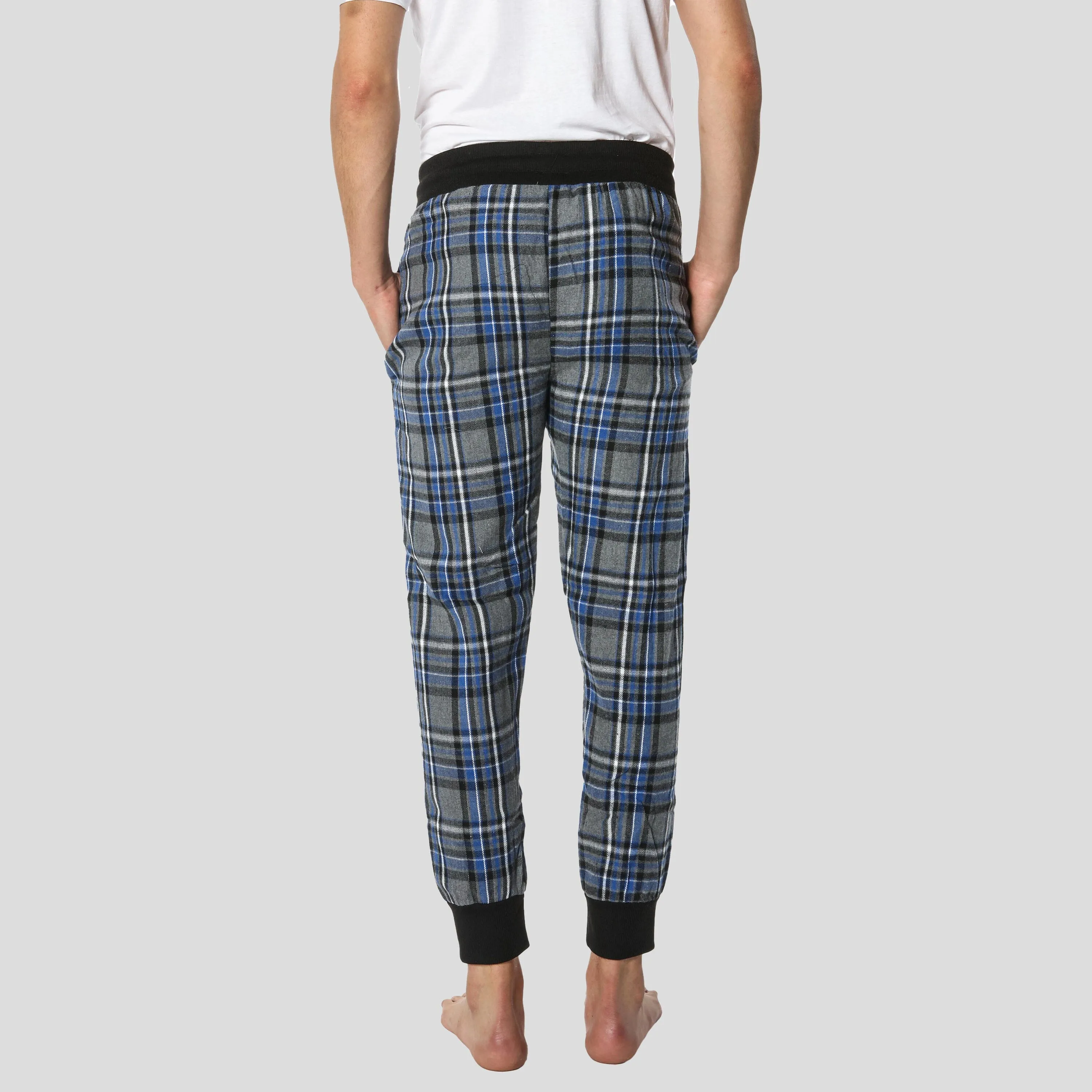 Men's Flannel Jogger Lounge Pants - Charcoal/Blue - FINAL SALE sold by Members Only product image thumbnail 4