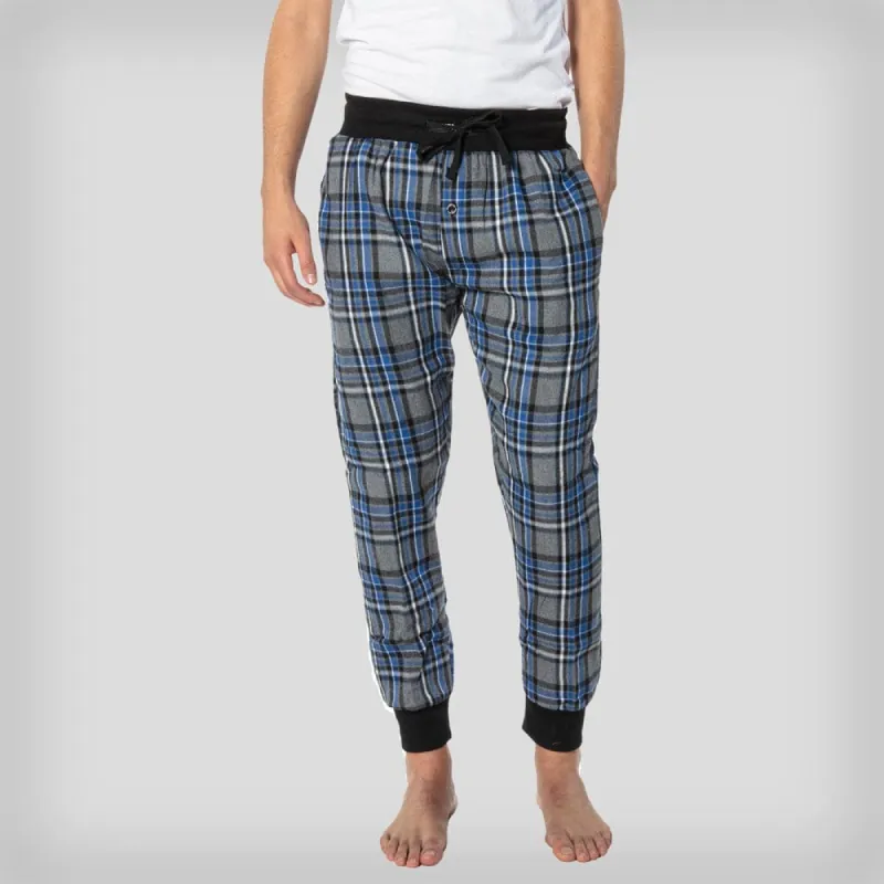Men's Flannel Jogger Lounge Pants - Charcoal/Blue - FINAL SALE sold by Members Only