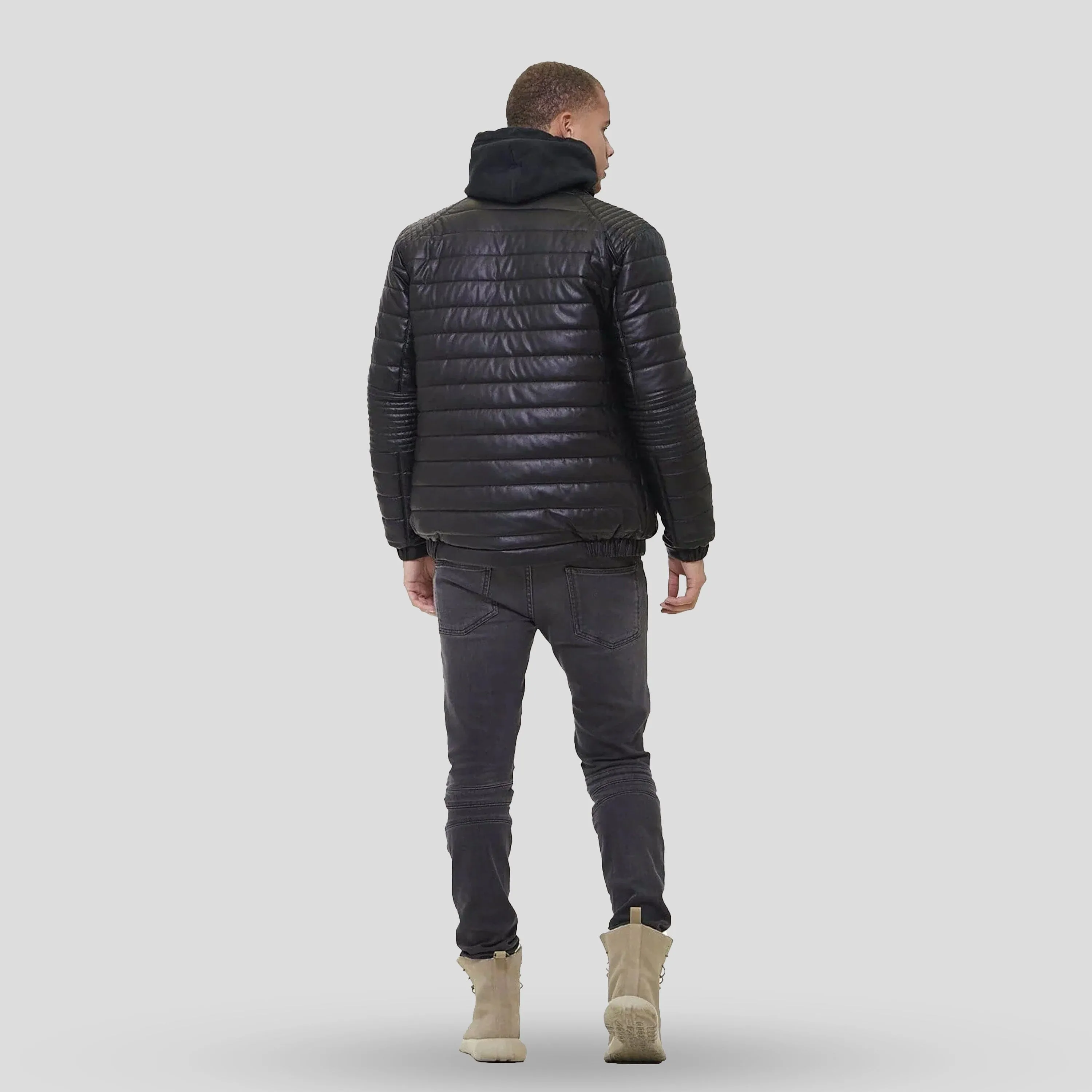 Men's Faux Leather Moto Puffer Jacket - FINAL SALE sold by Members Only product image thumbnail 4