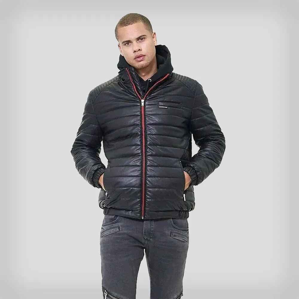 Men's Faux Leather Moto Puffer Jacket - FINAL SALE sold by Members Only
