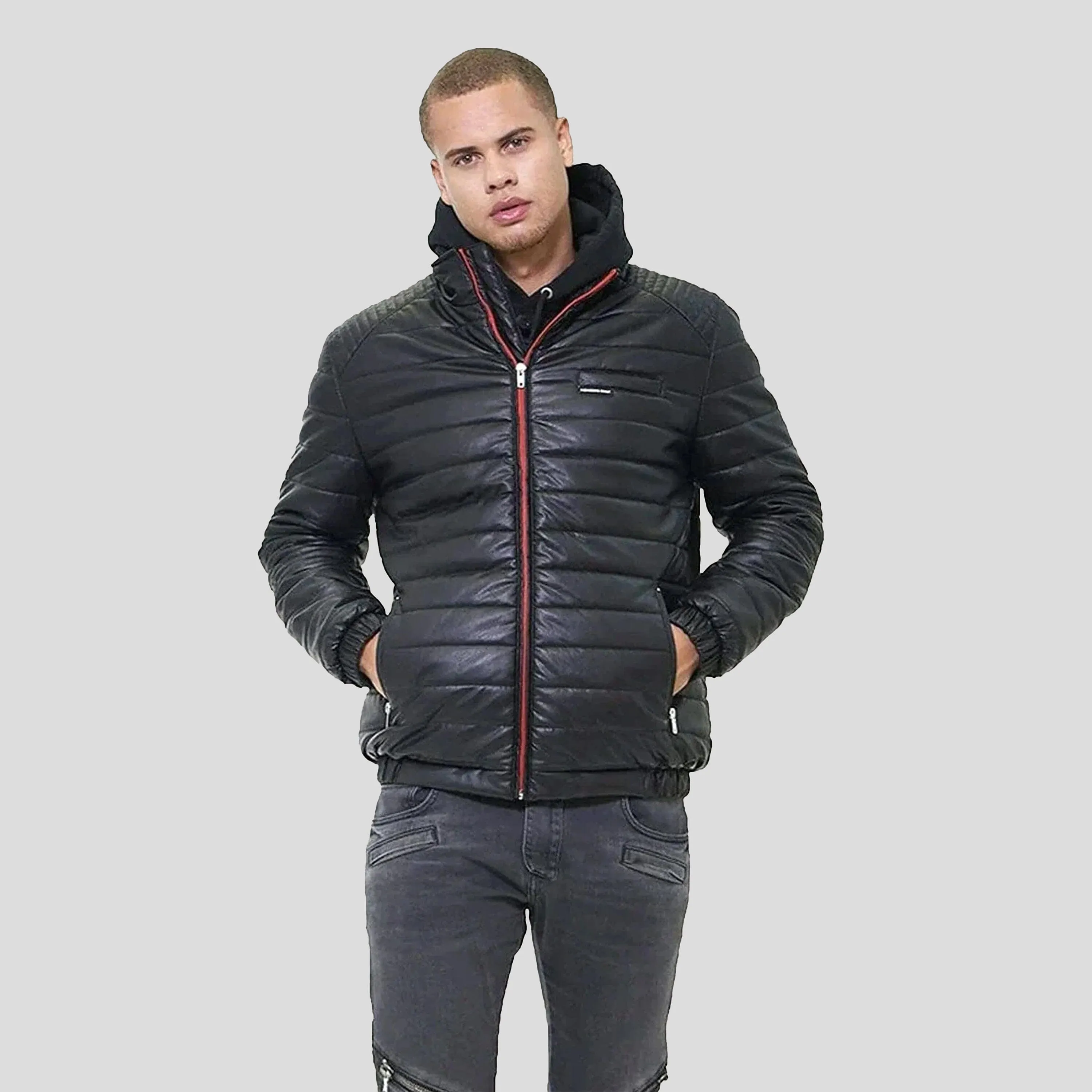 Men's Faux Leather Moto Puffer Jacket - FINAL SALE sold by Members Only product image thumbnail 2