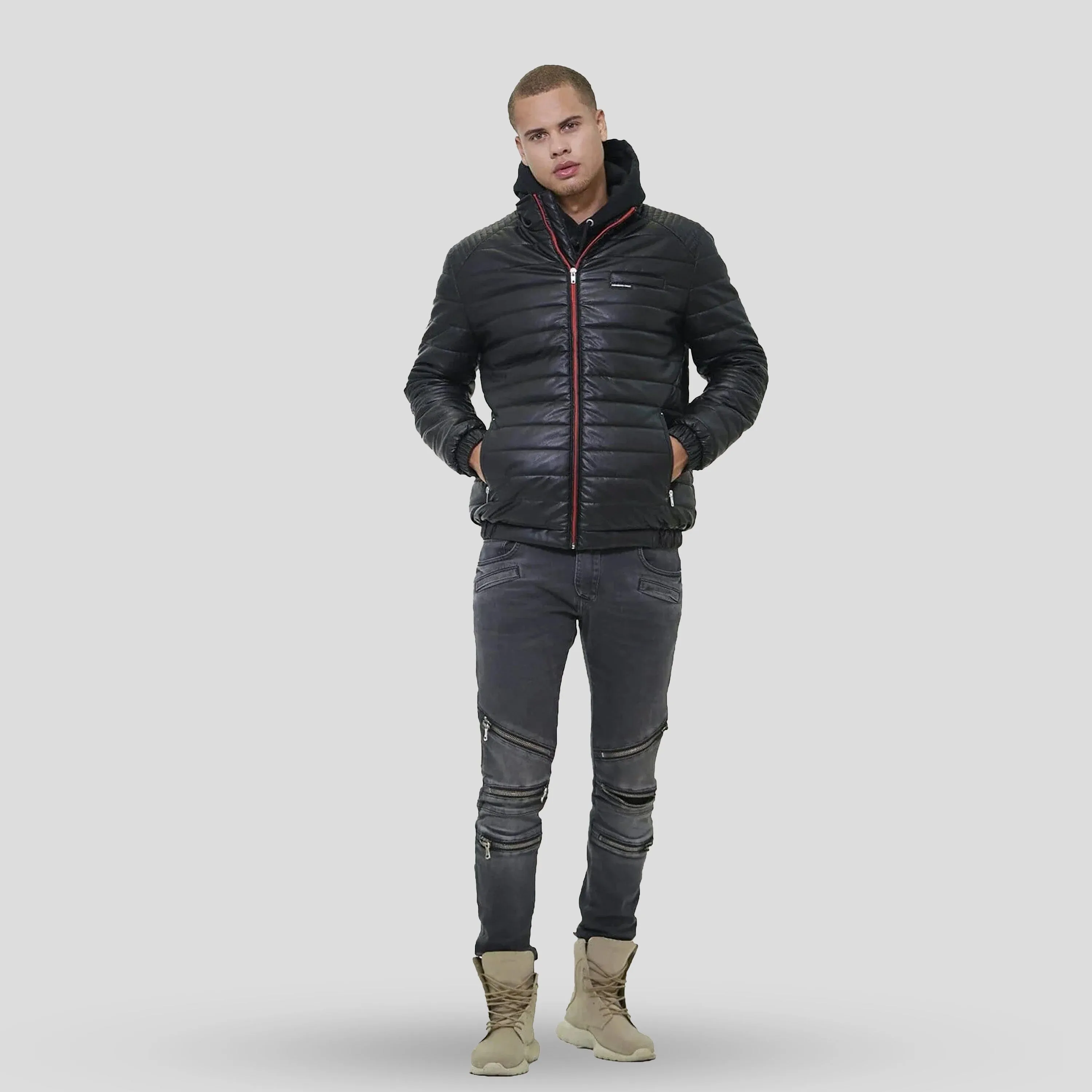Men's Faux Leather Moto Puffer Jacket - FINAL SALE sold by Members Only product image thumbnail 3