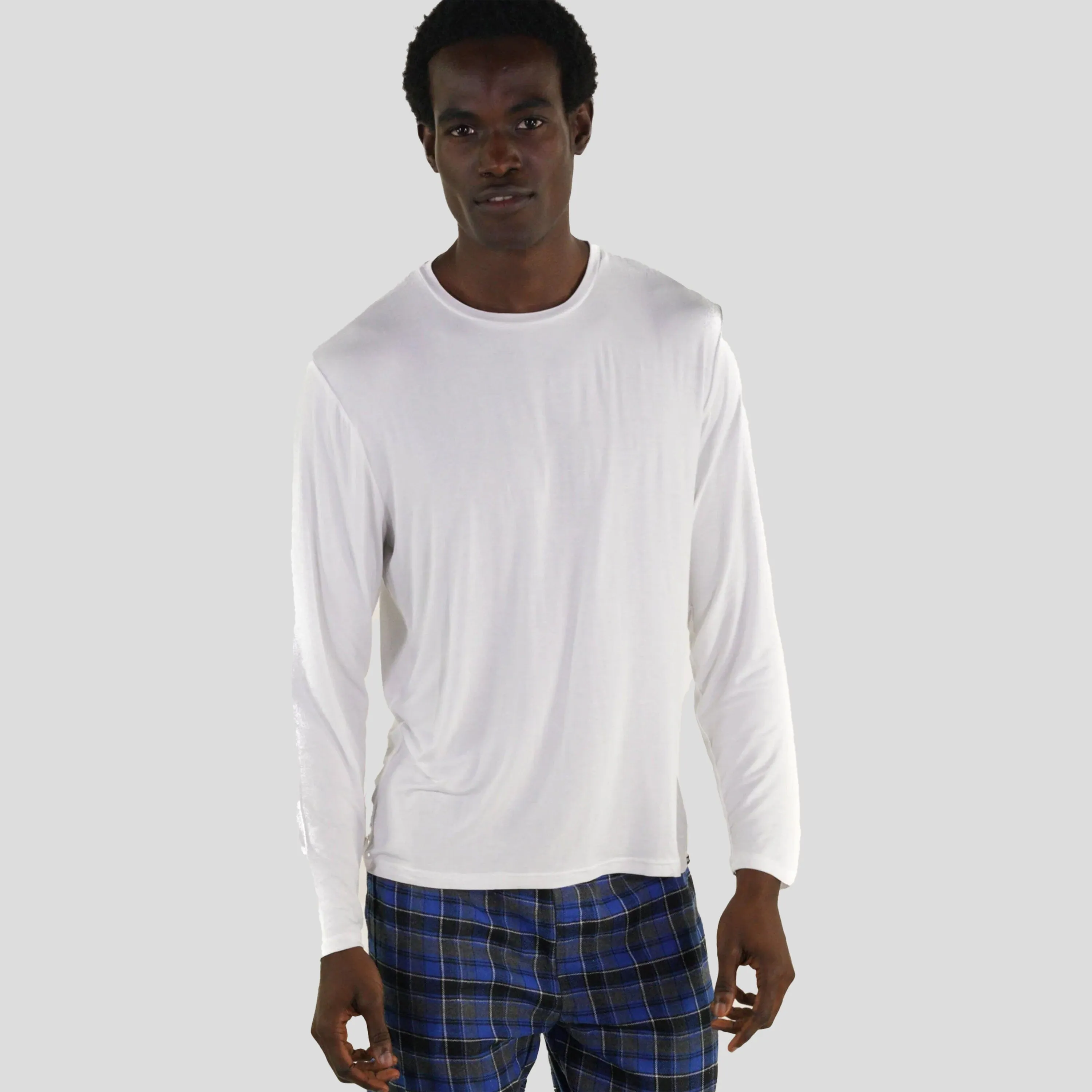 Men's Bamboo Rayon Long Sleeve Knit Sleep Shirt - White - FINAL SALE sold by Members Only product image thumbnail 2
