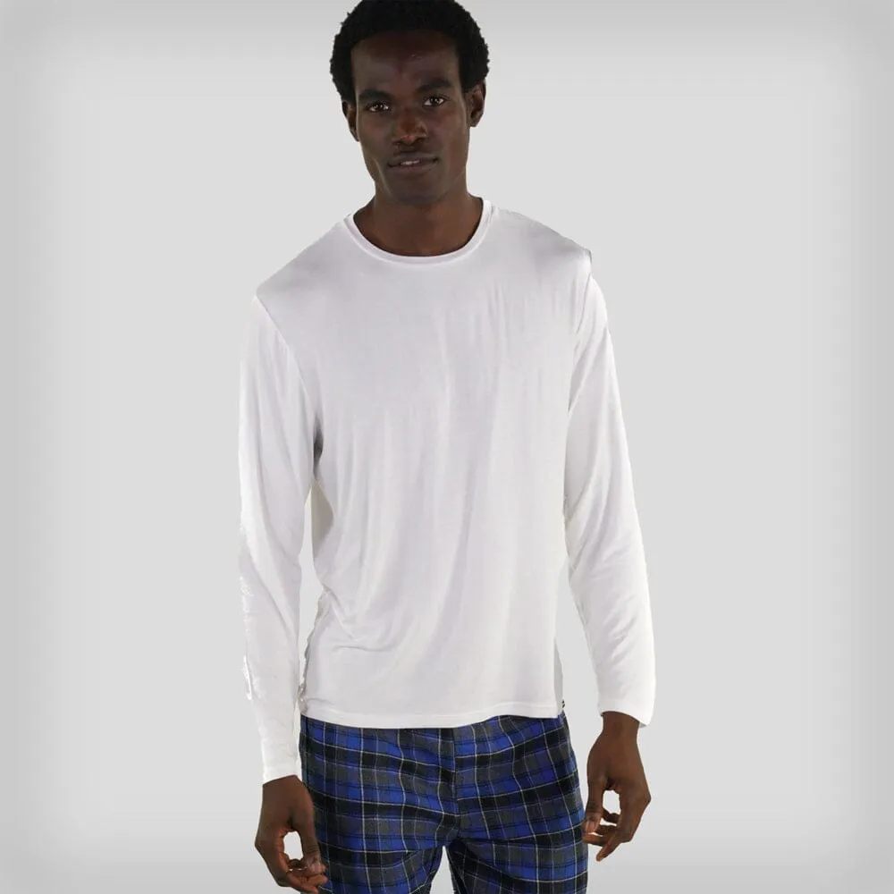 Men's Bamboo Rayon Long Sleeve Knit Sleep Shirt - White - FINAL SALE sold by Members Only