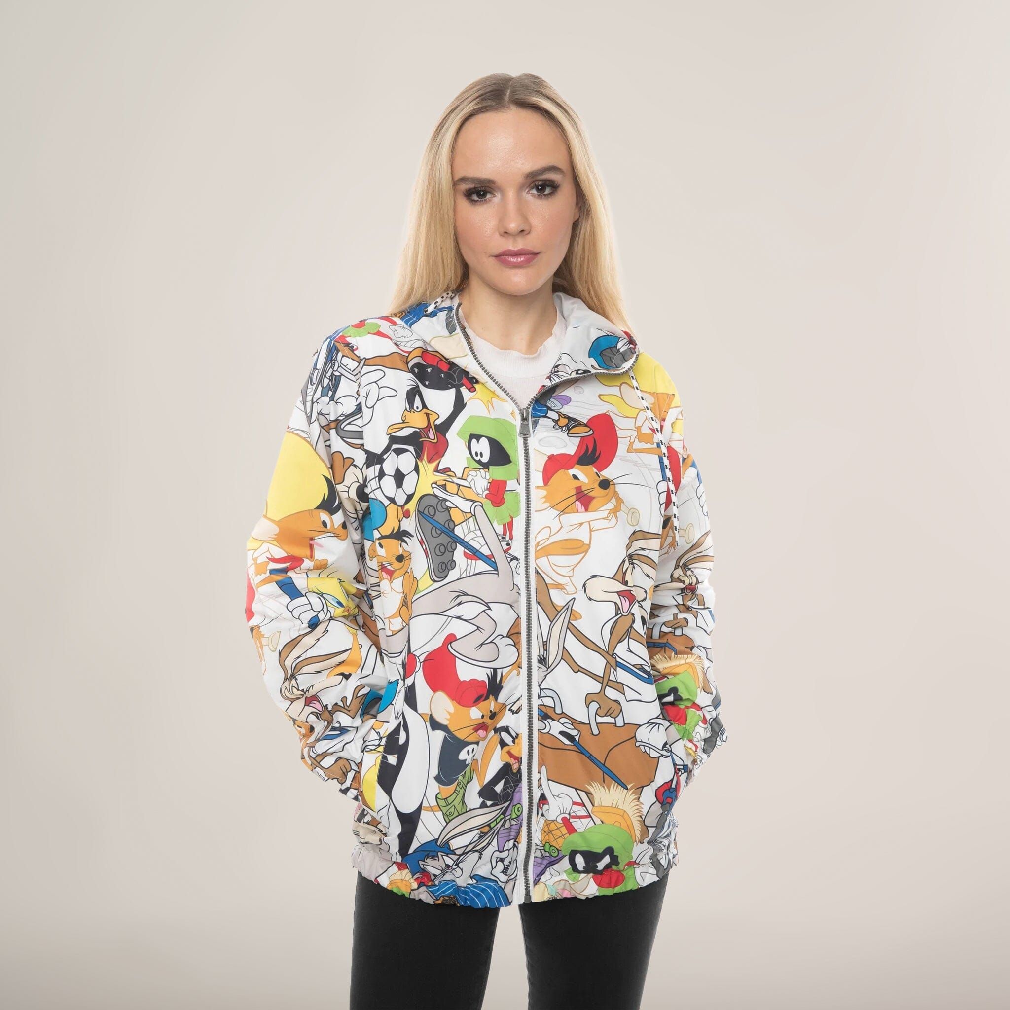 Women's Looney Tunes Collab Print Windbreaker Oversized Jacket - FINAL SALE sold by Members Only