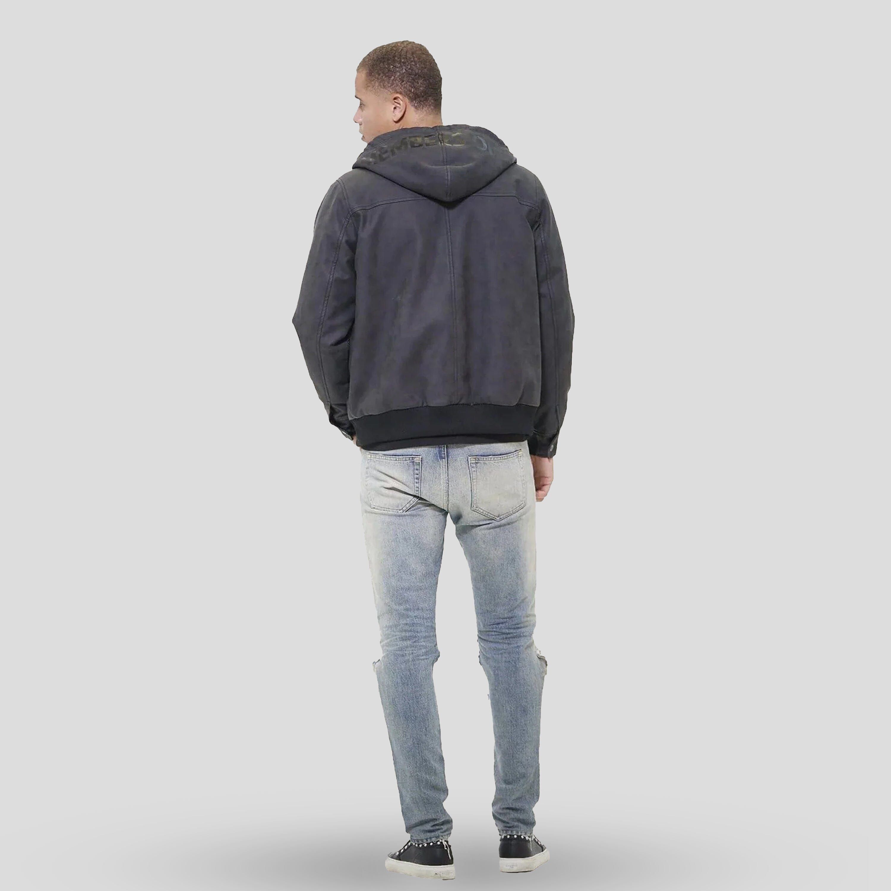 Men's Faux Suede Hoodie Bomber Jacket - FINAL SALE sold by Members Only