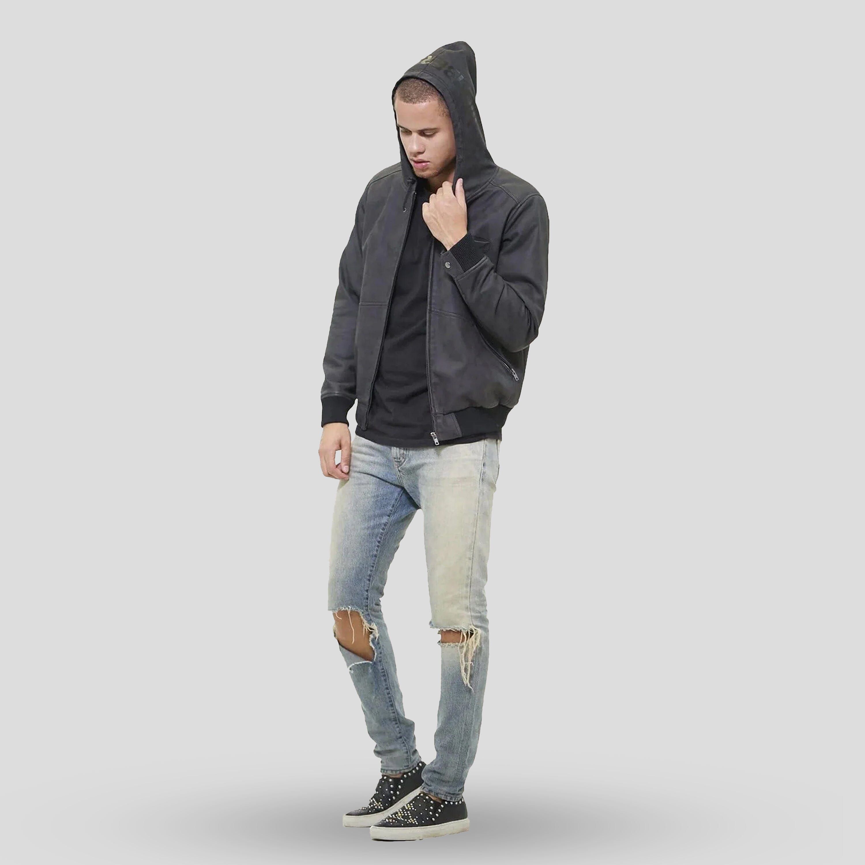 Men's Faux Suede Hoodie Bomber Jacket - FINAL SALE sold by Members Only product image thumbnail 2