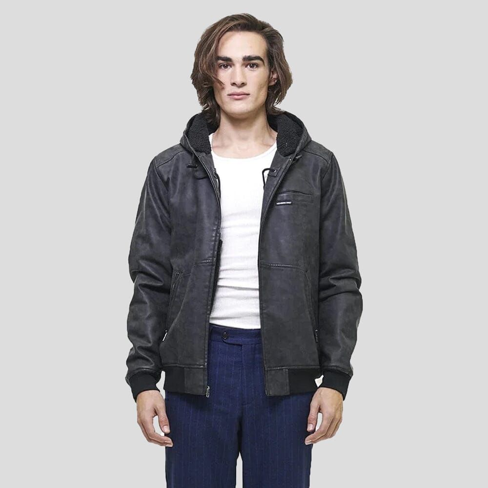 Men's Faux Suede Hoodie Bomber Jacket - FINAL SALE sold by Members Only product image thumbnail 4