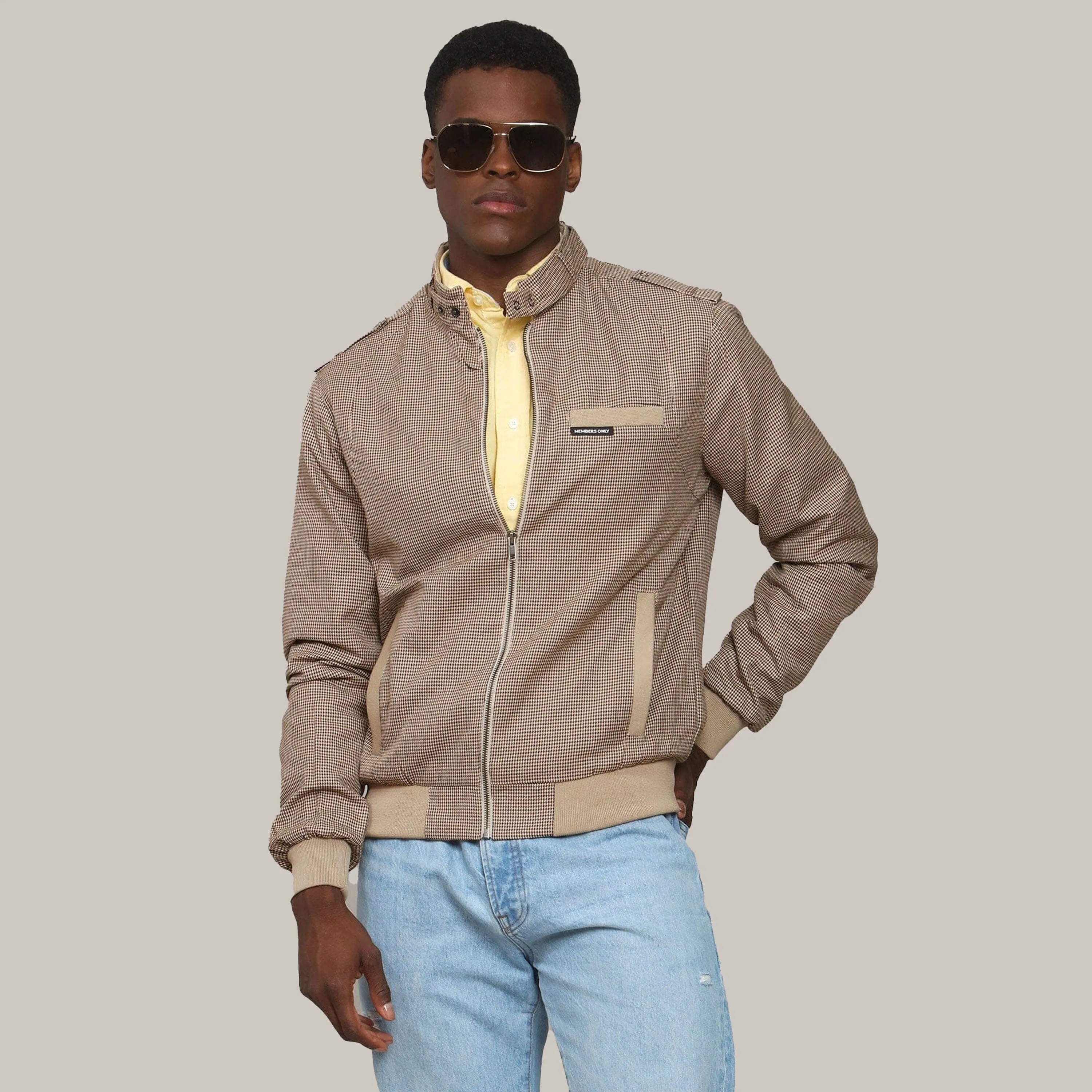 Men's Clinton Houndstooth Iconic Racer Jacket sold by Members Only product image thumbnail 3