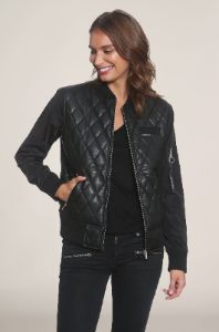 Women's Faux Leather Quilted Bomber Jacket - FINAL SALE sold by Members Only