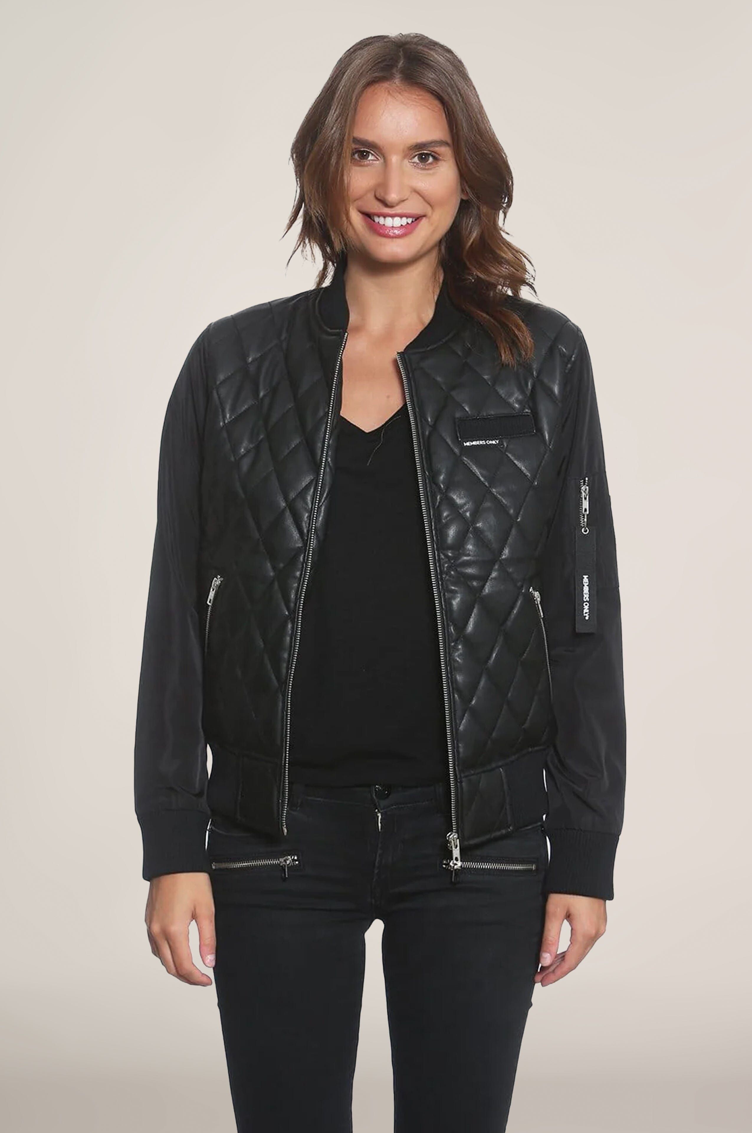 Women's Faux Leather Quilted Bomber Jacket - FINAL SALE sold by Members Only
