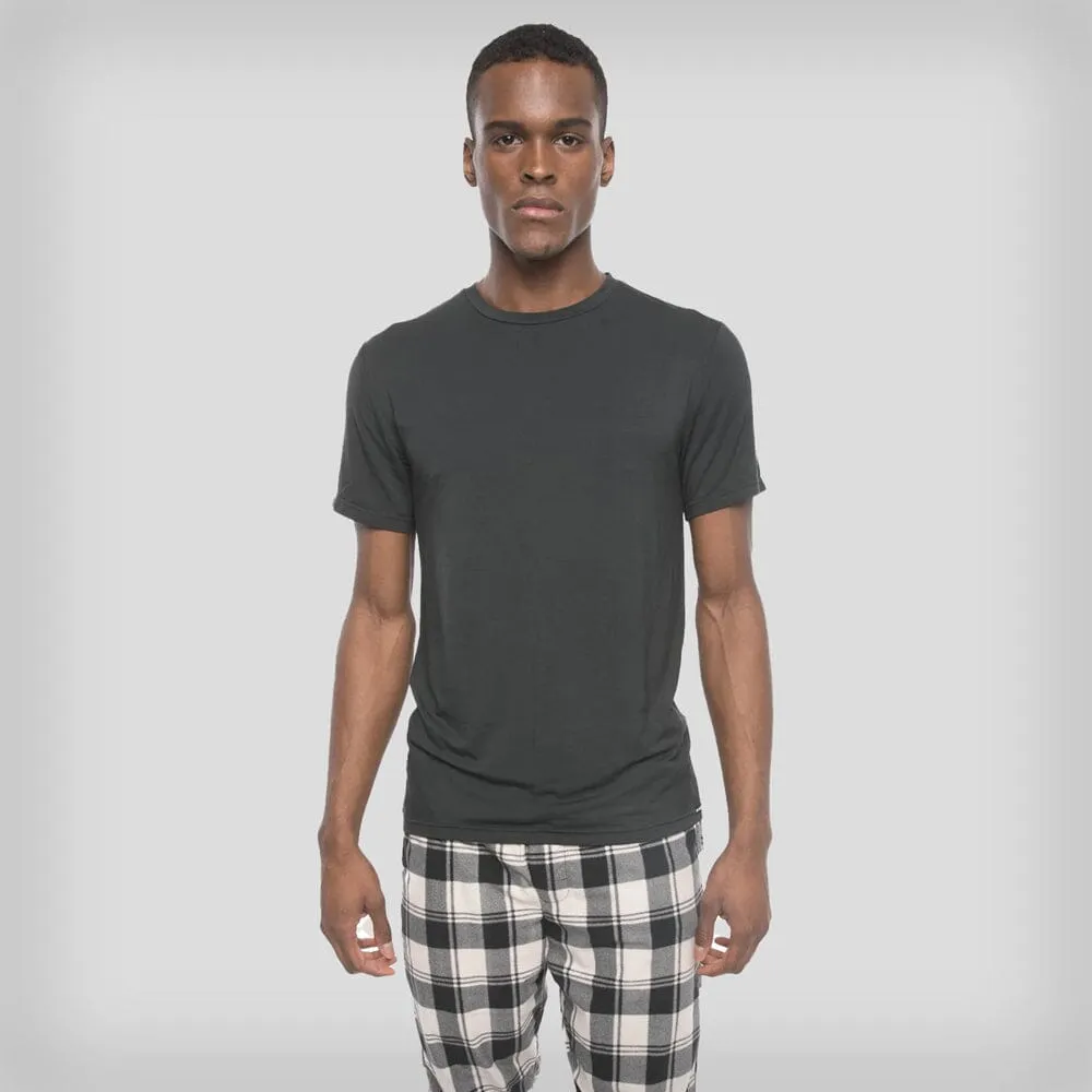 Men's Short Sleeve Bamboo Rayon Sleep Shirt - BLACK - FINAL SALE sold by Members Only