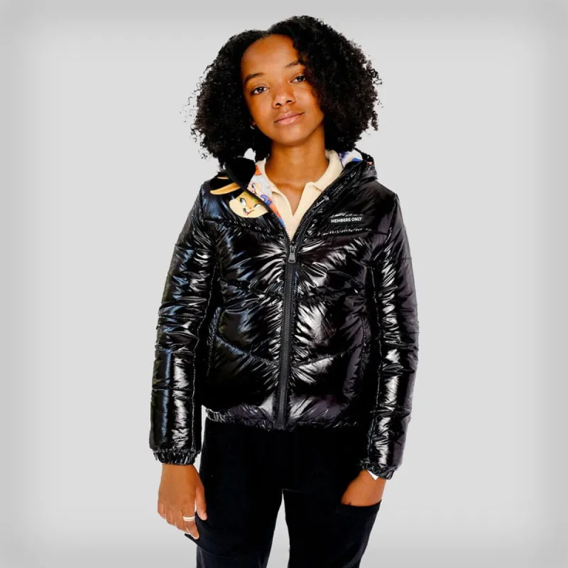 Girl's Cire Puffer with Mash Print Lining Jacket - FINAL SALE sold by Members Only
