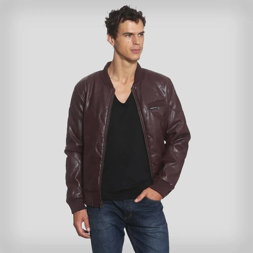 Men's Faux Leather Oval Quilted Bomber Jacket - FINAL SALE sold by Members Only