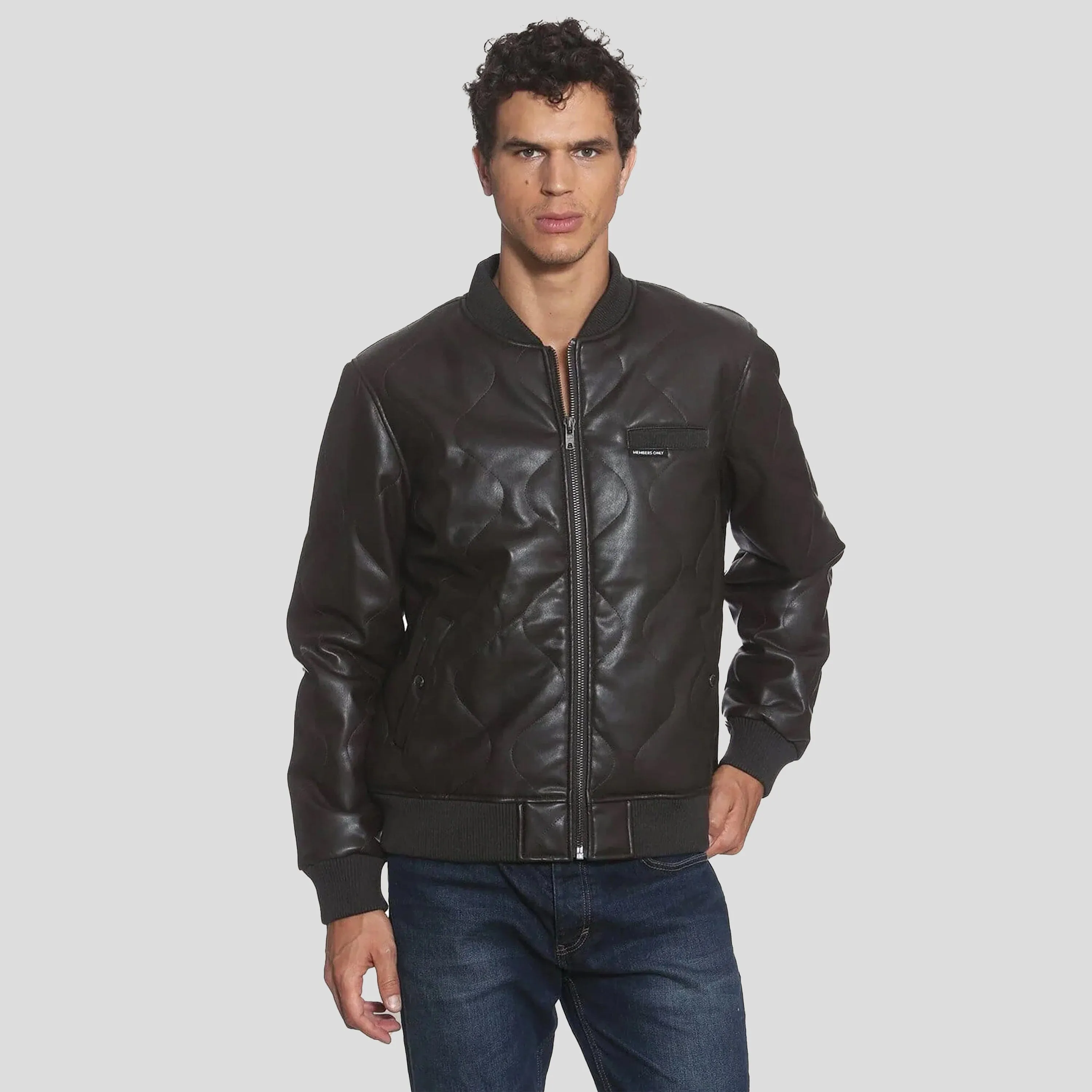 Men's Faux Leather Oval Quilted Bomber Jacket - FINAL SALE sold by Members Only product image thumbnail 5