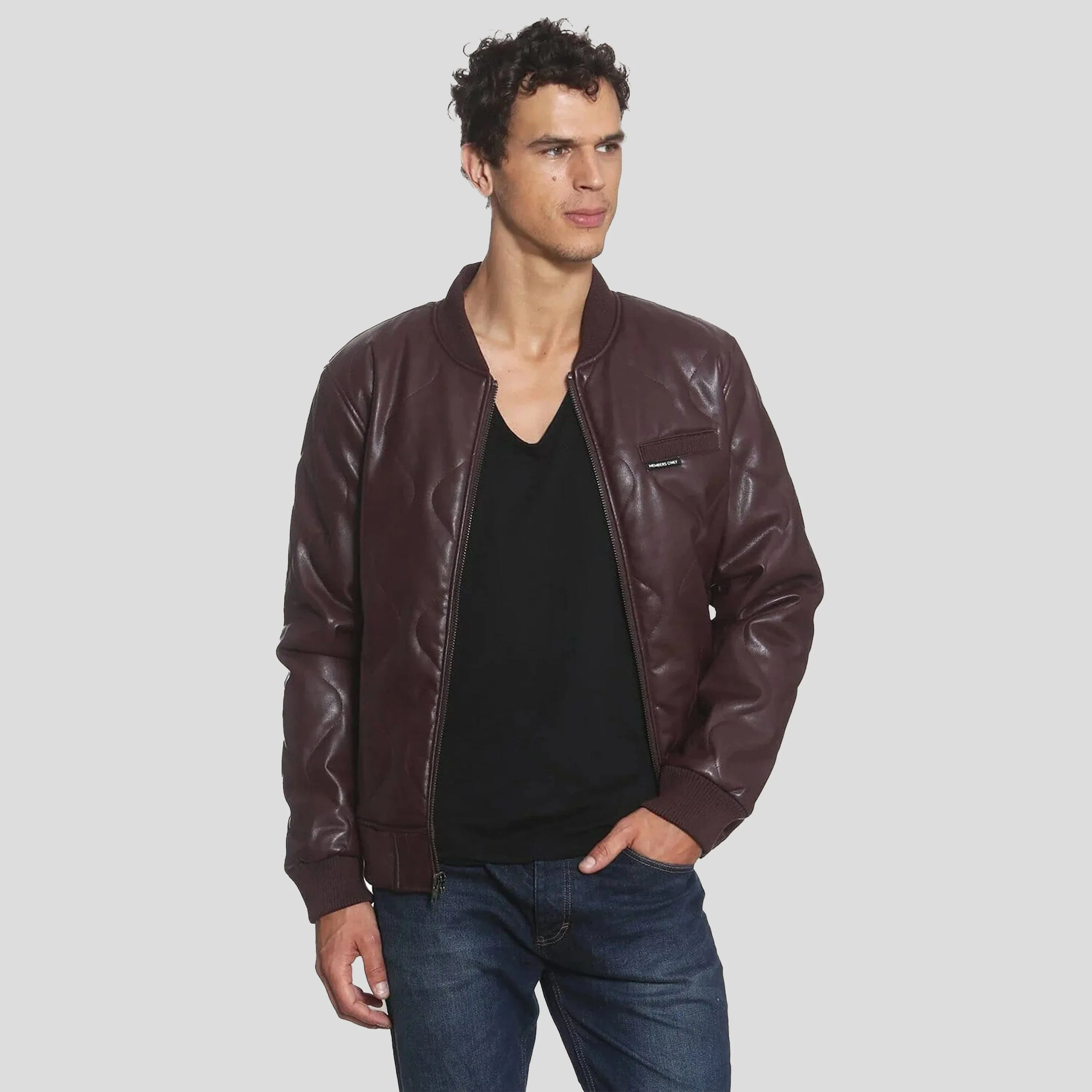 Men's Faux Leather Oval Quilted Bomber Jacket - FINAL SALE sold by Members Only product image thumbnail 2