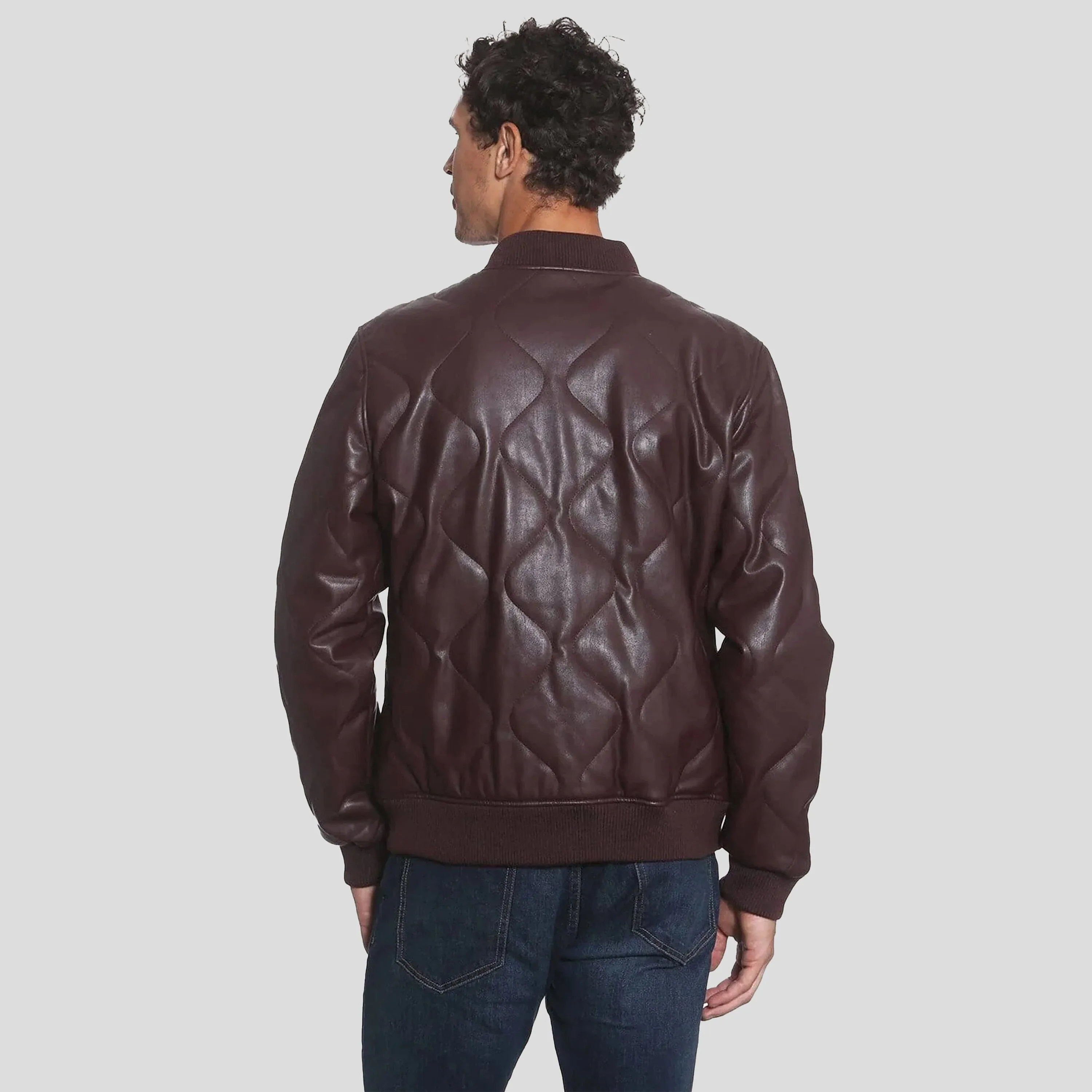 Men's Faux Leather Oval Quilted Bomber Jacket - FINAL SALE sold by Members Only product image thumbnail 3