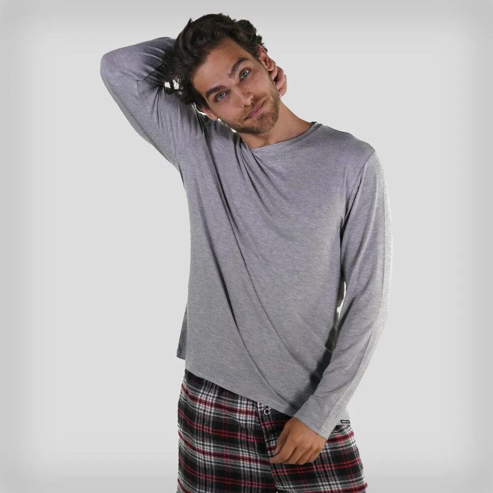 Men's Bamboo Rayon Long Sleeve Knit Sleep Shirt - Grey - FINAL SALE sold by Members Only
