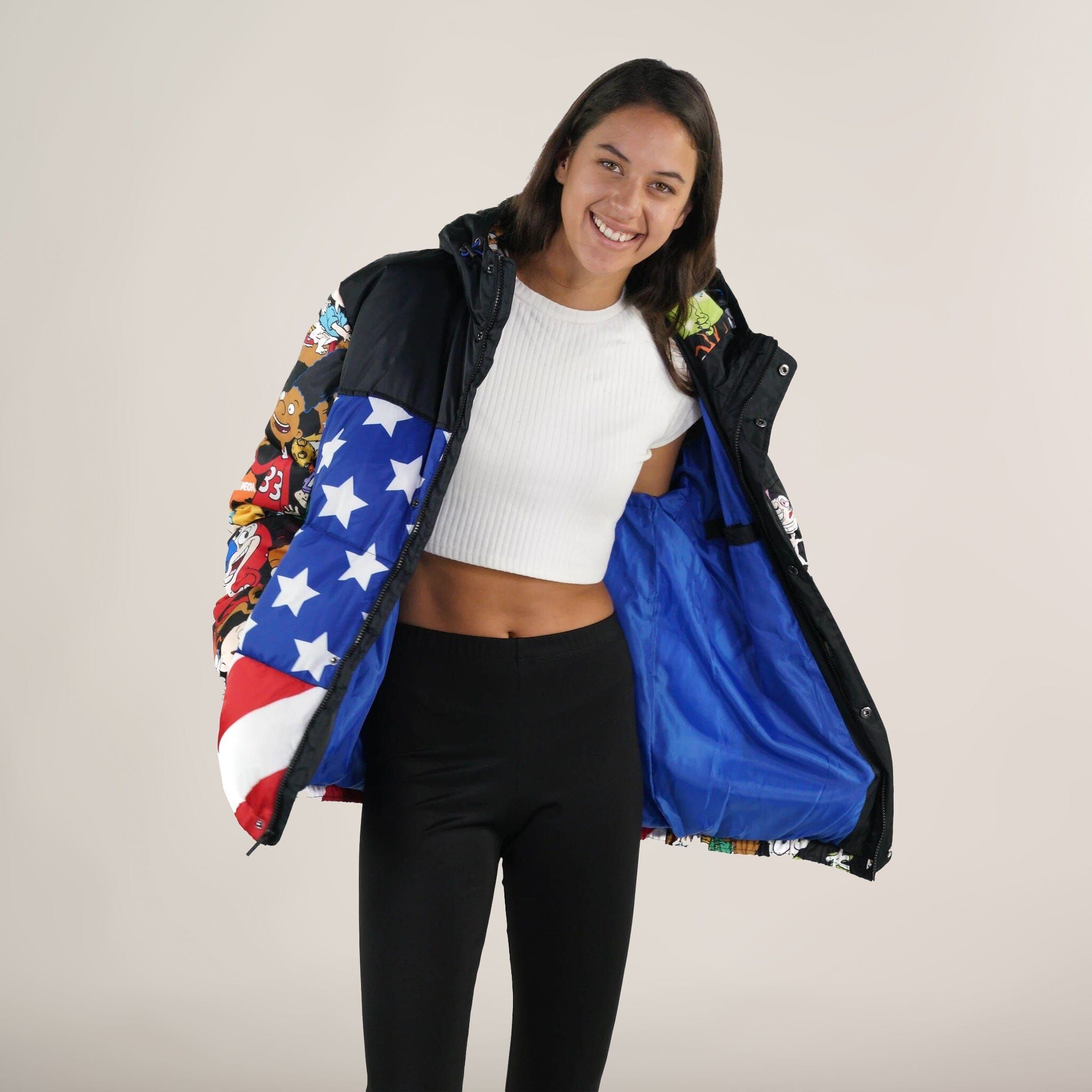 Women's Nickelodeon Flag Print Puffer Oversized Jacket - FINAL SALE sold by Members Only product image thumbnail 2